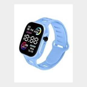 Kids LED Touch Screen Square Shape Electronic Sports Watch - Light Blue -Bar 9902178707389- 51745/18510
