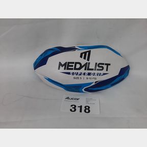 MEDALIST SUPER GRIP RUGBY BALL - SIZE 3 - WHITE/BLUE - 5