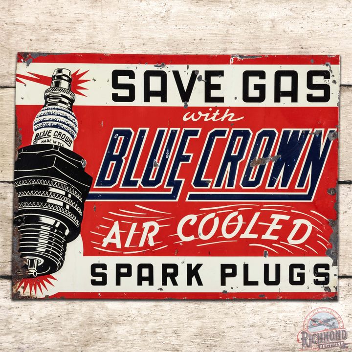 Blue Crown Air Cooled Spark Plugs Embossed SST Sign