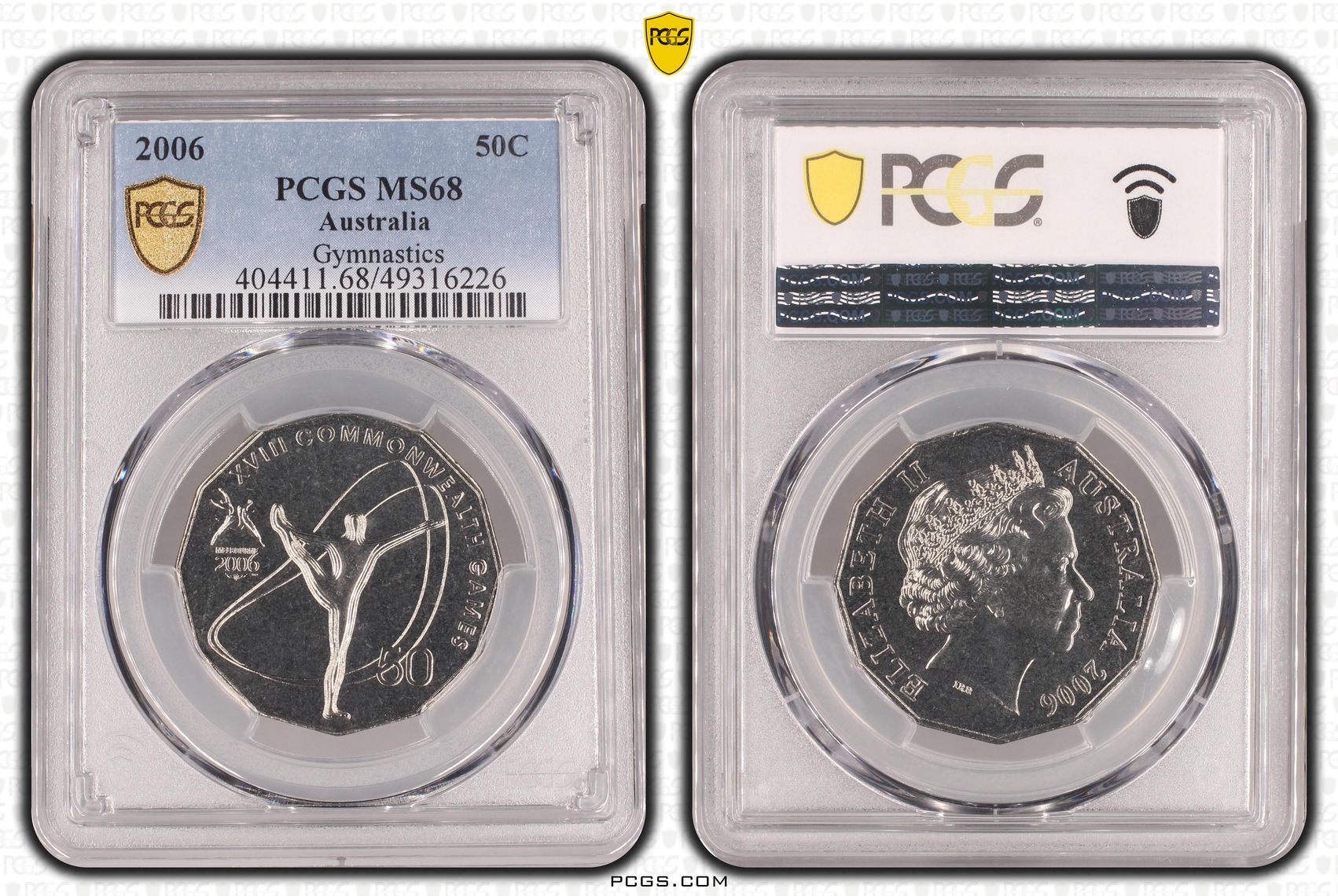 Elizabeth II, Gymnastics , Fifty Cent, 2006, PCGS MS68