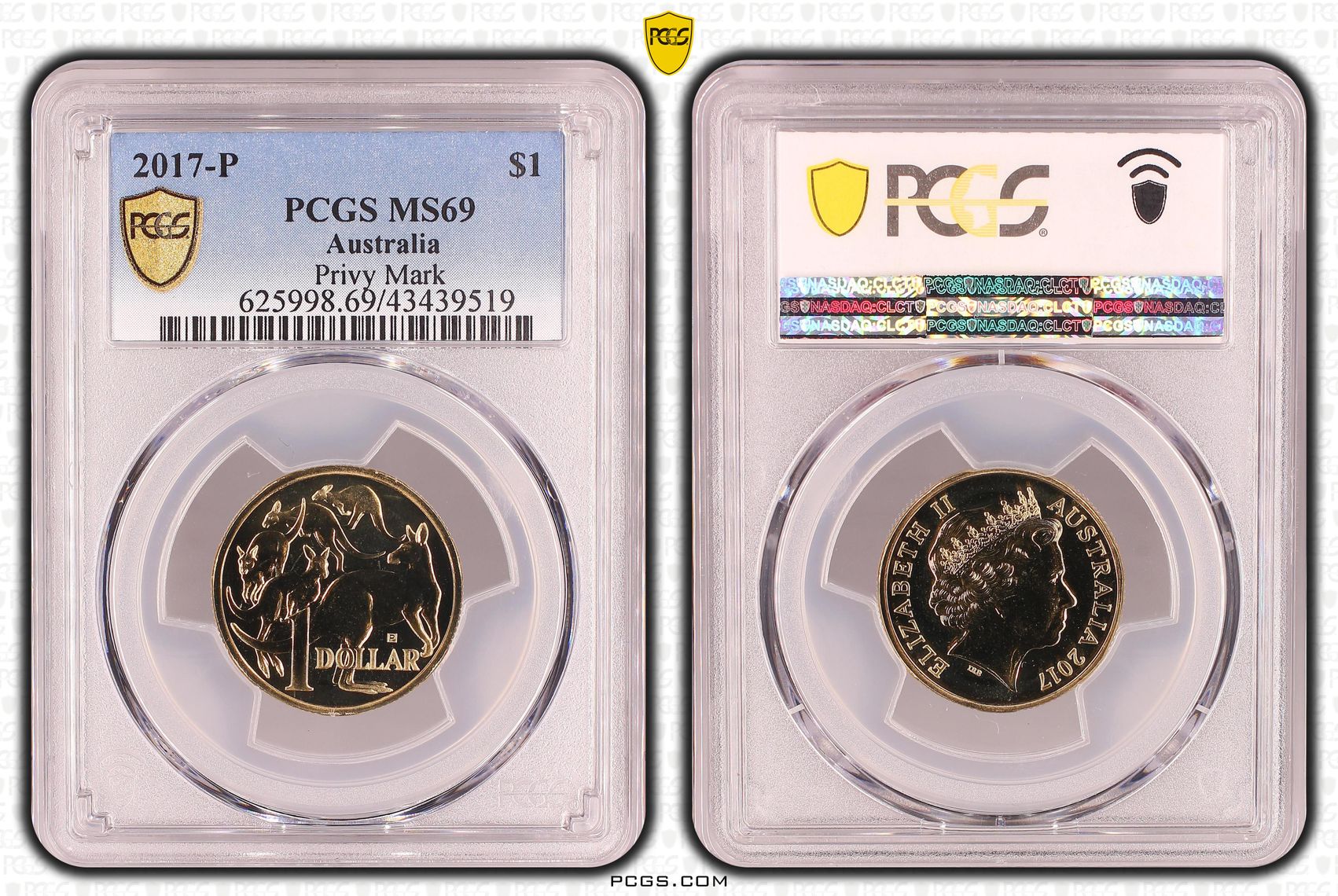 Elizabeth II, Privy Mark, One Dollar, MS69 , 2017-P PCGS POP - 4/0