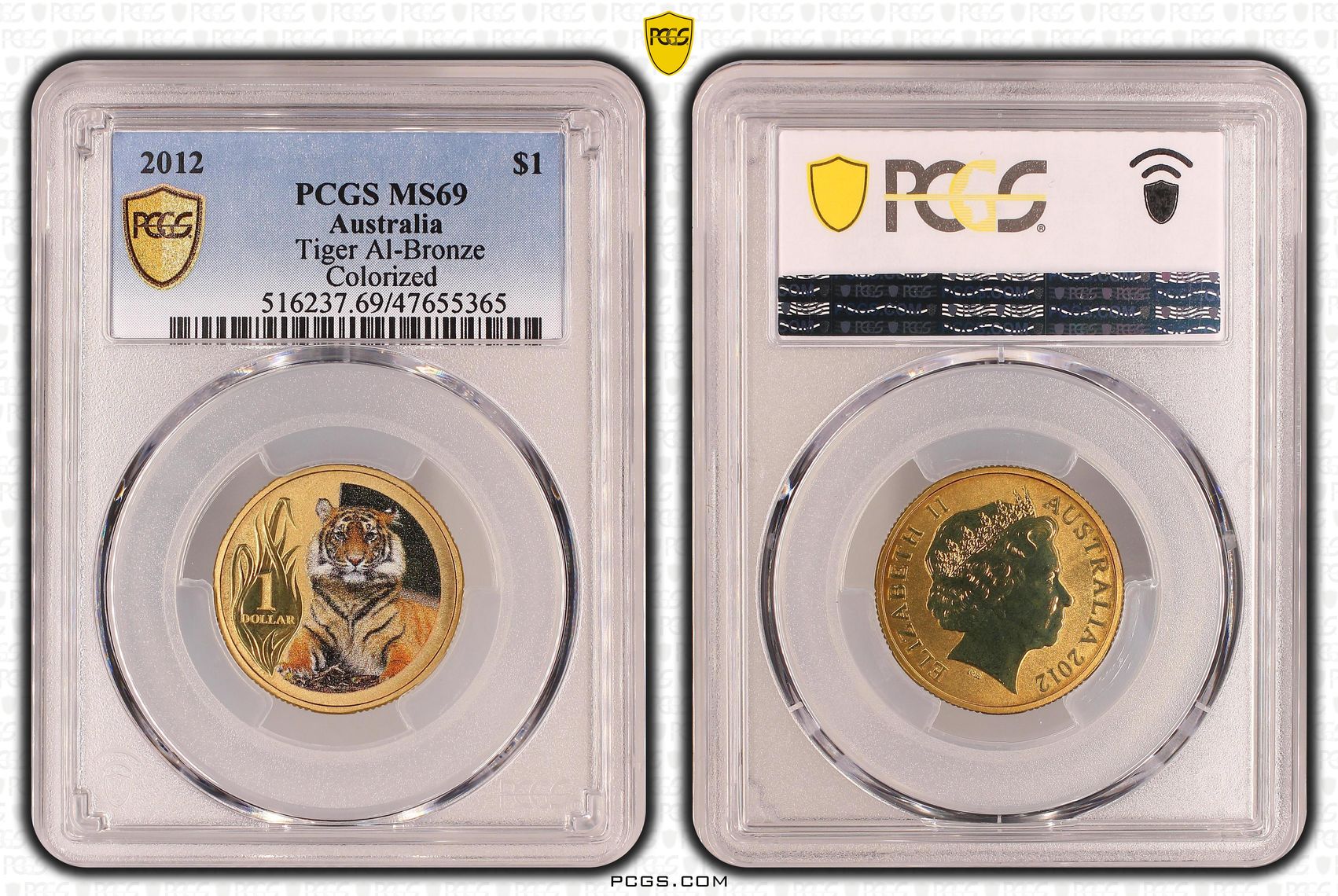 Tiger Al-Bronze, One Dollar, 2012 POP Report 16/0, PCGS MS 69