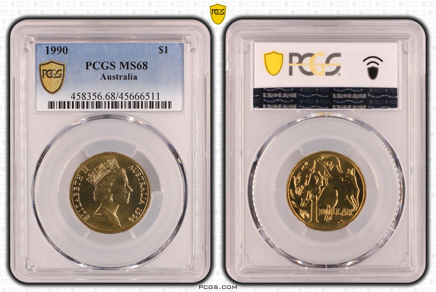 Elizabeth II, One Dollar, 1990, PCGS MS 68