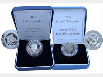 2004 & 2007 PROOF SILVER ONE POUND COINS