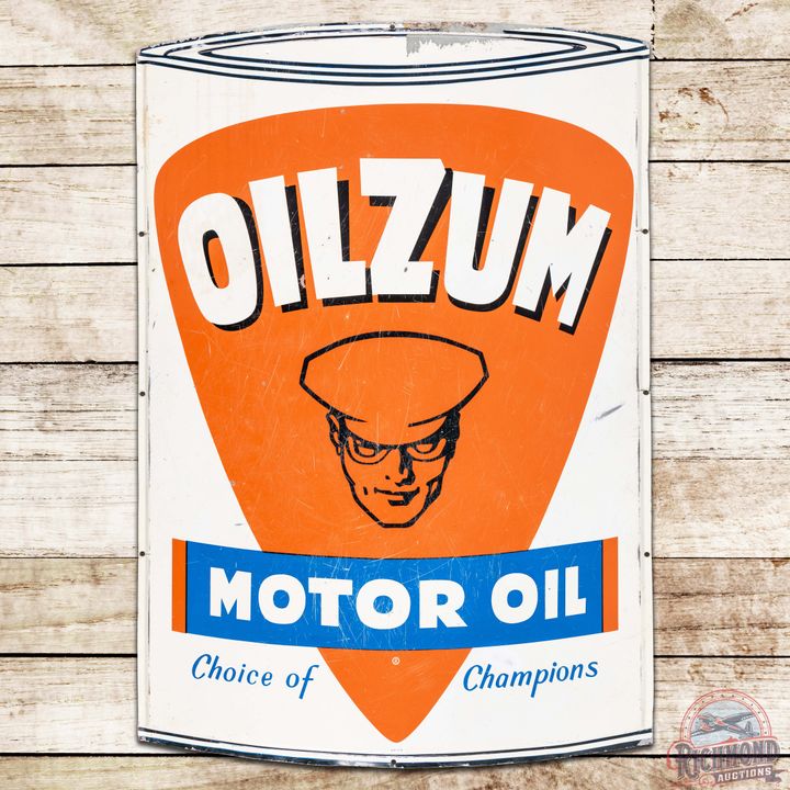 1969 Oilzum Motor Oil Choice of Champions SST Oil Can Shaped Sign