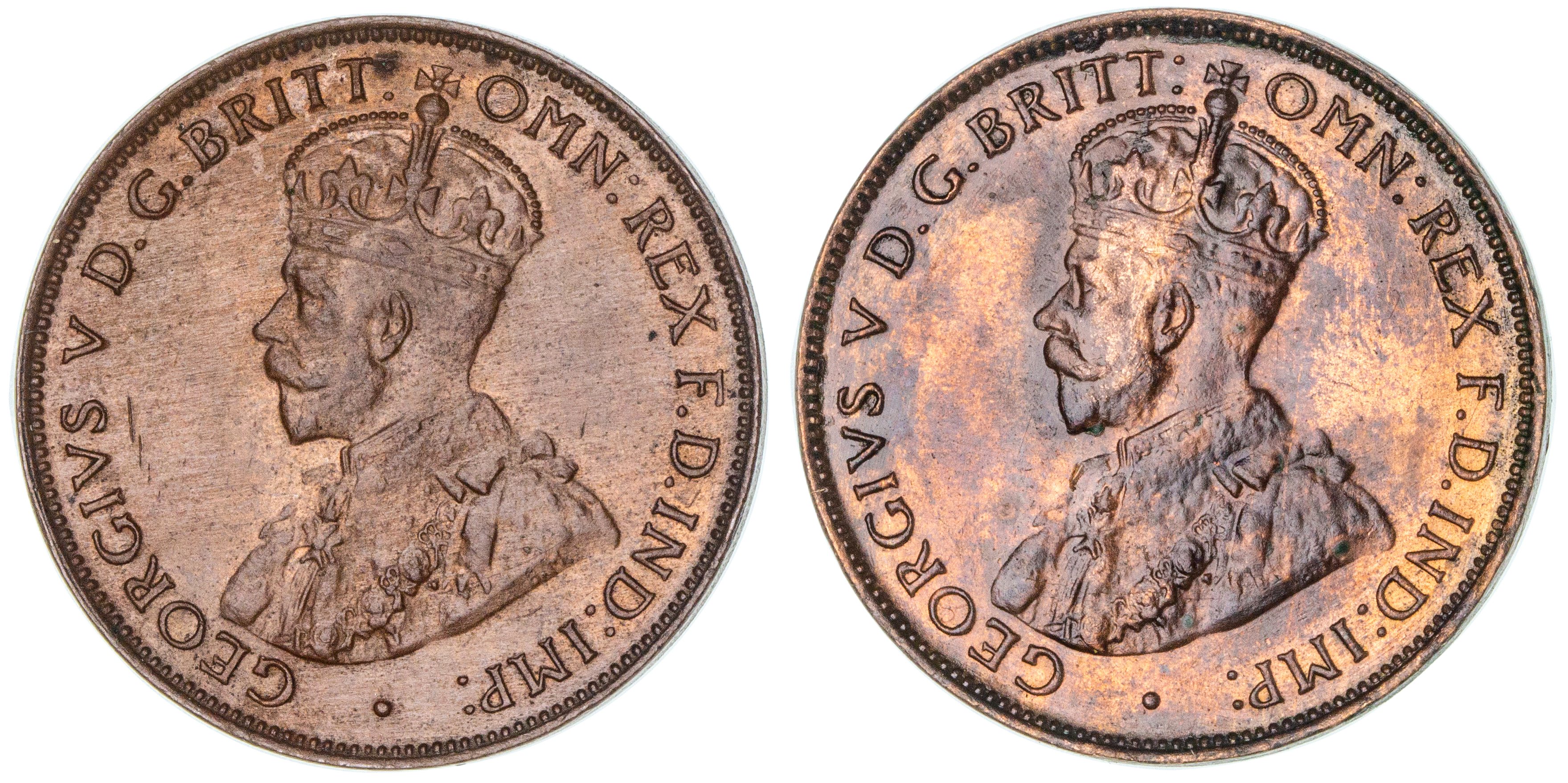 George V, Halfpenny, 1933 & 1934, EF - aUNC
