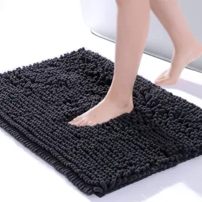 Eco Friendly Super Absorbent Non Slip Shaggy Bath Mat 70 x 45cm Black |
