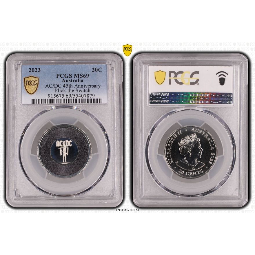 AC/DC 45th Anniversary Flick the Switch, Twenty Cent, 2023, PCGS MS69