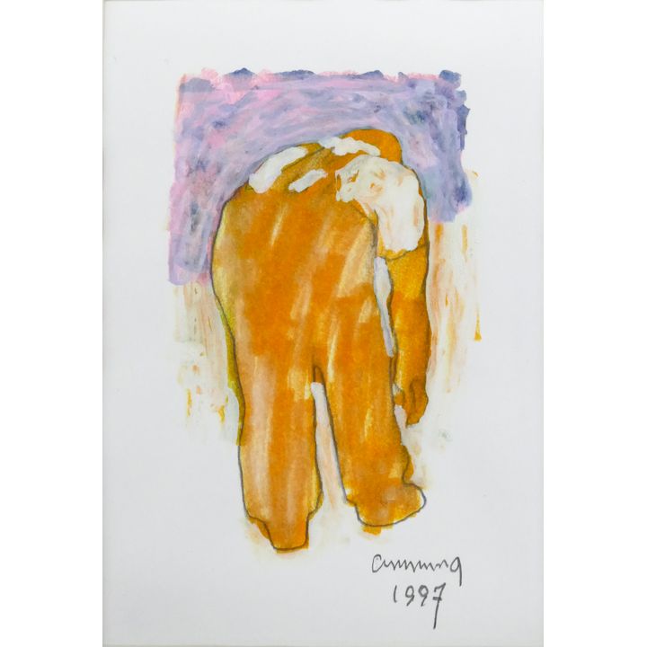 William Cumming 'Man in Overalls' 1997 Gouache & Pencil on Paper.