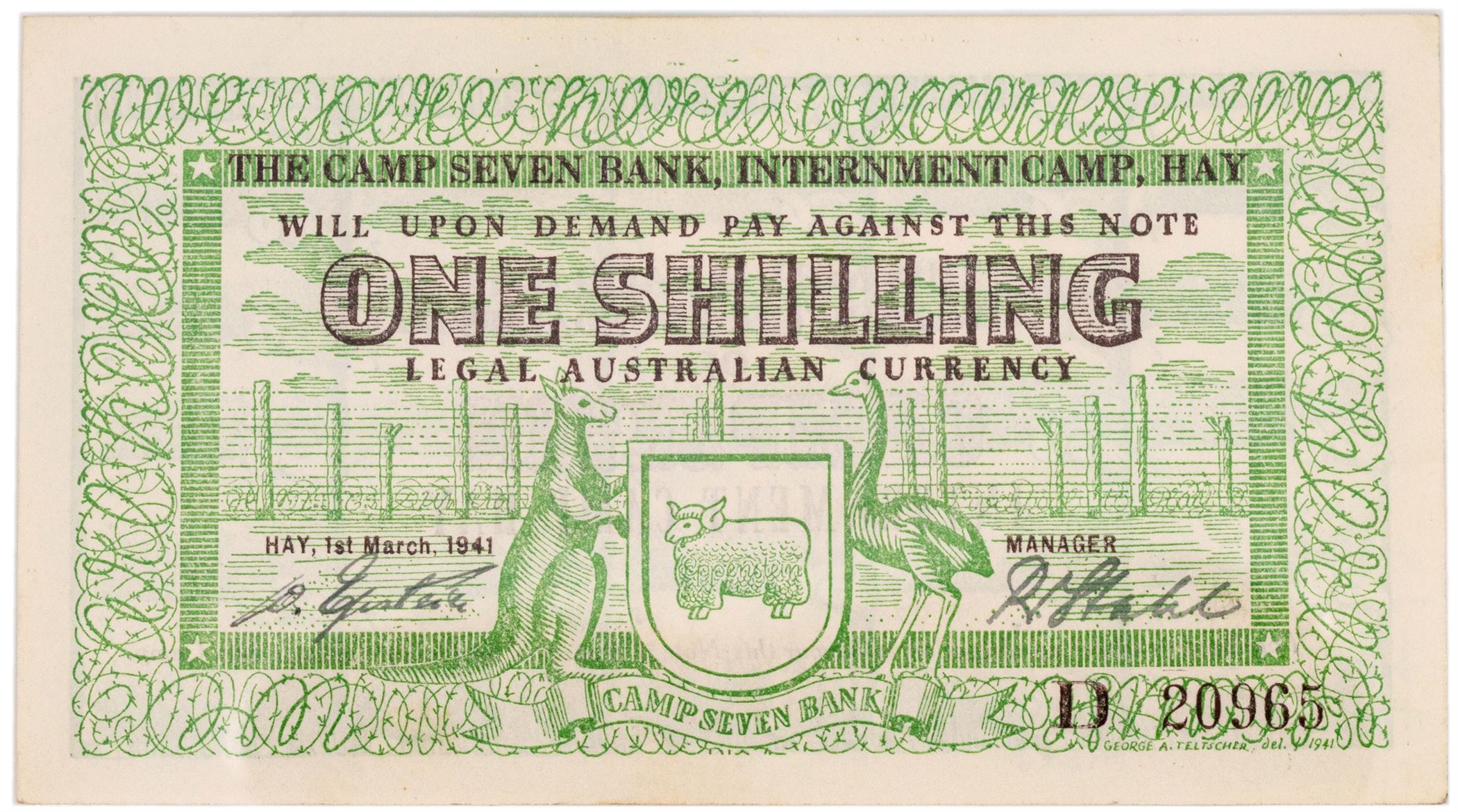 Hay Internment Camp, New South Wales, Shilling, 1941,