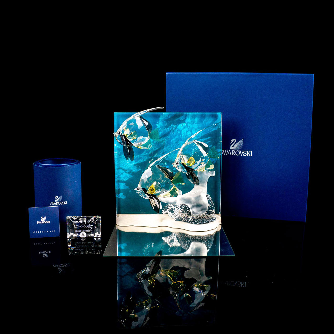 2pc Swarovski Crystal Wonders of the Sea Figurine + Plaque