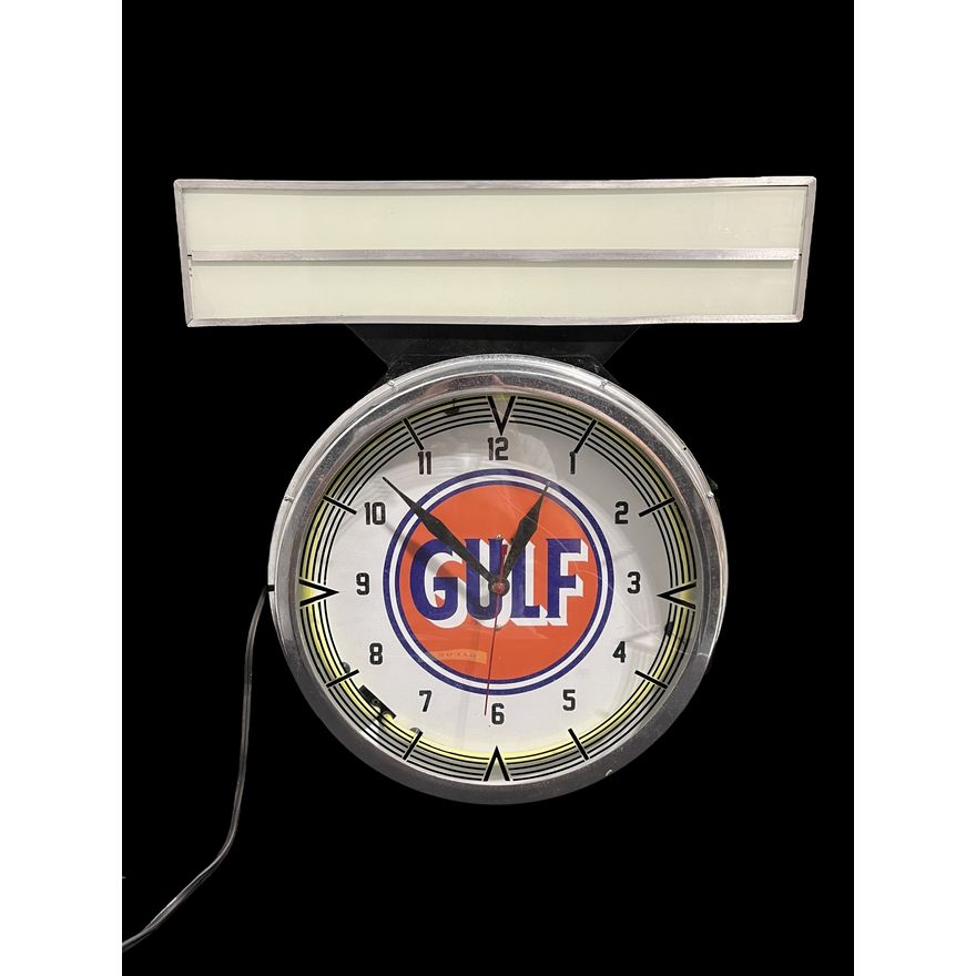 Gulf Neon Clock With Display Topper (Age Unknown)