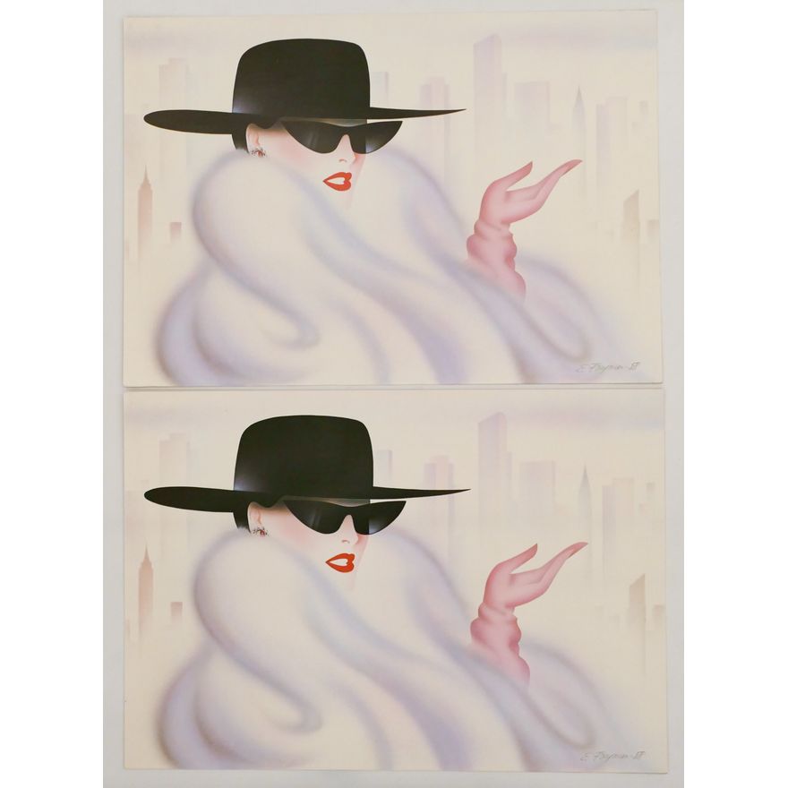 2pc Erik Feryman ''Belle de Nuit'' Lithographs 21'' x 30''
