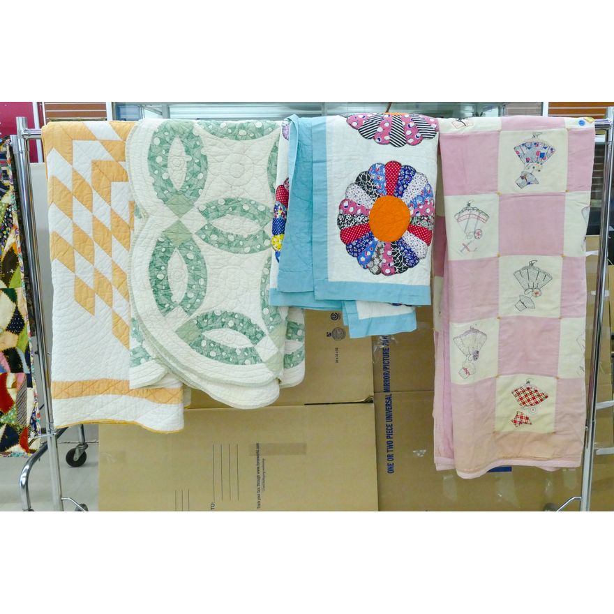 4pc Vintage Quilts - Largest 7' x 6'
