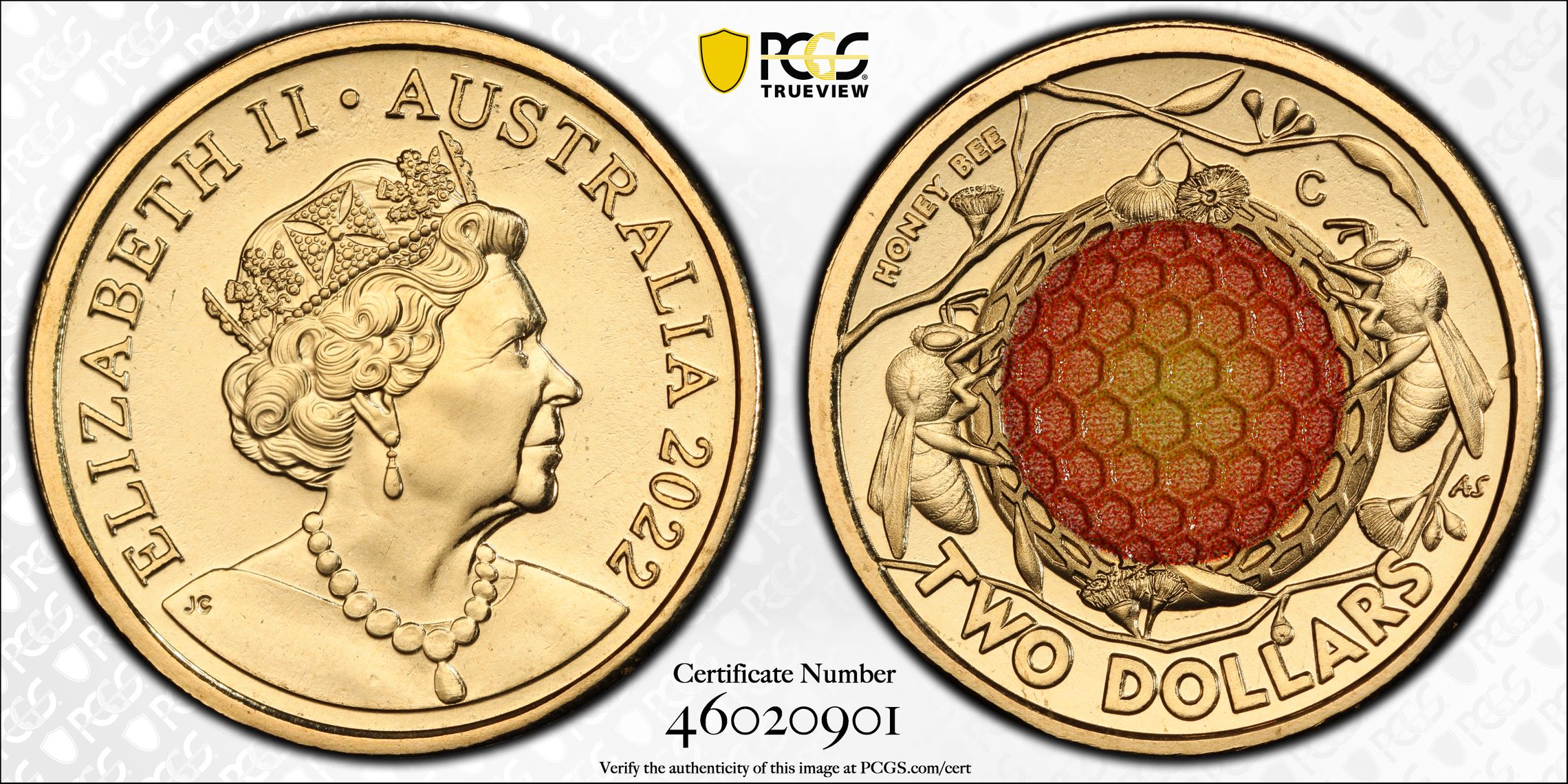 Honey Bee Colorized, Two Dollar, 2022-C, PCGS MS68