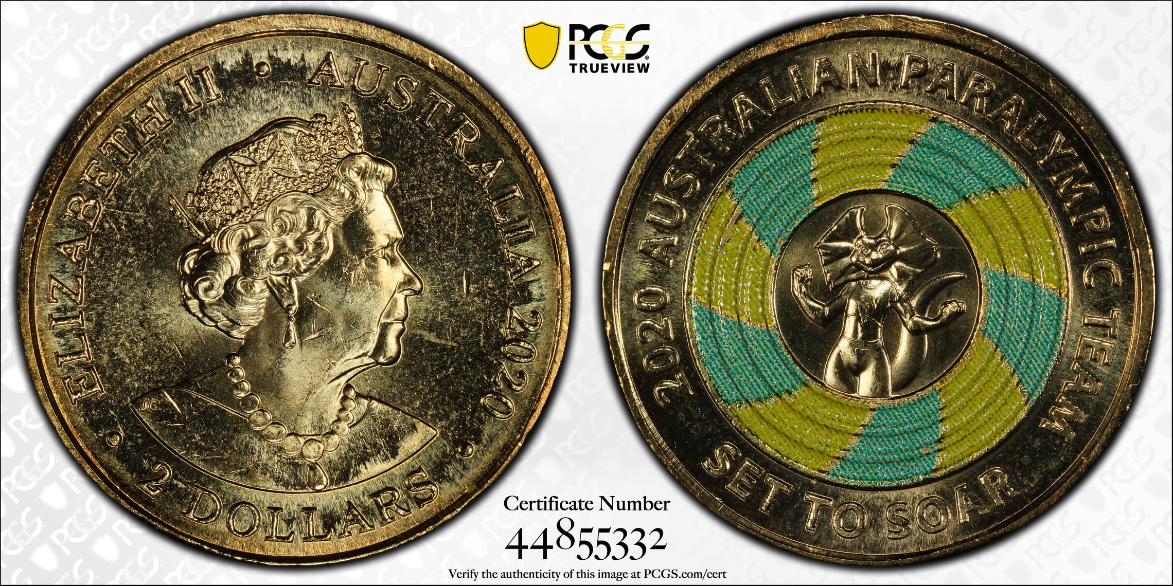 Paralympic Team - Set to Soar - Colorized, Two Dollar, 2020, PCGS MS64