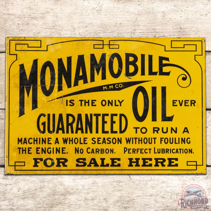 Monamobile Guaranteed Oil "For Sale Here" DS Tin Flange Sign