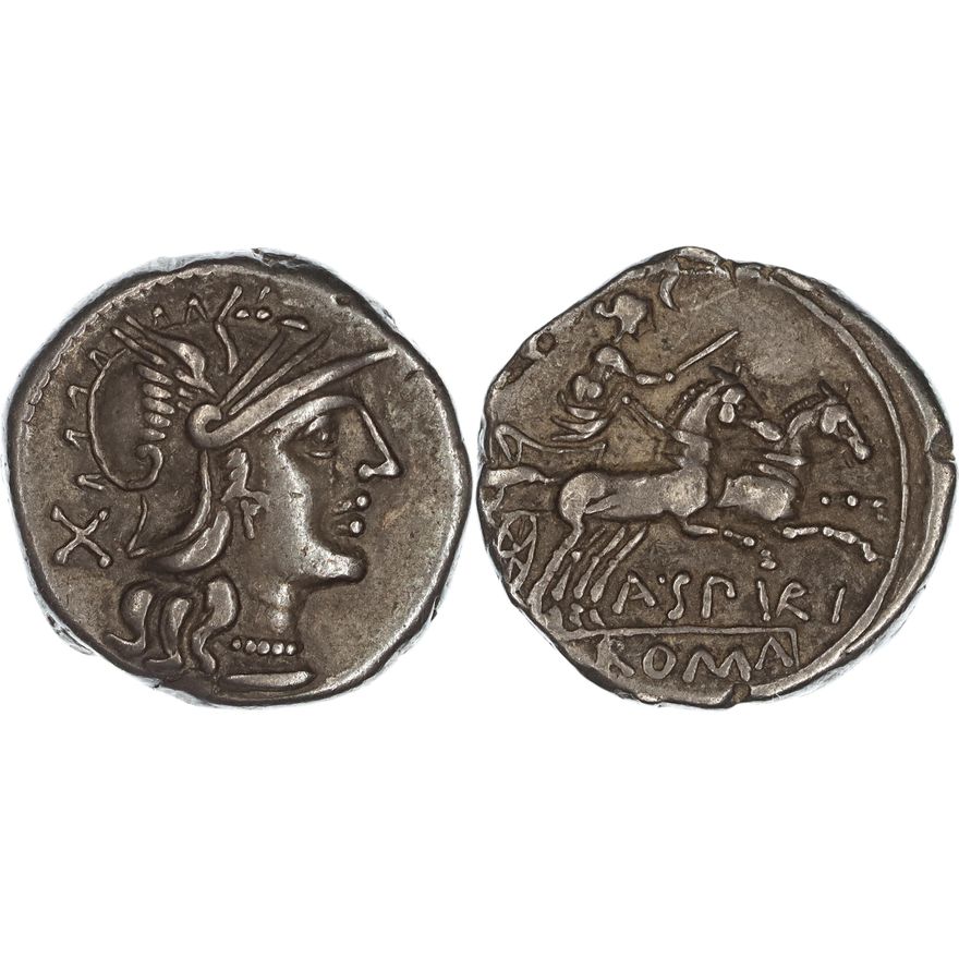 Roman Republic, A. Spurilius, Silver Denarius, 139 BC,  gVF