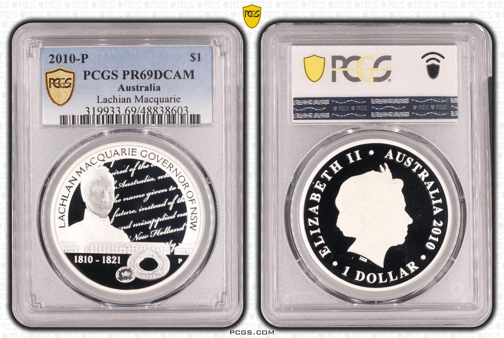 Lachlan Macquarie, One Dollar, 2010-P, PCGS PR69DCAM