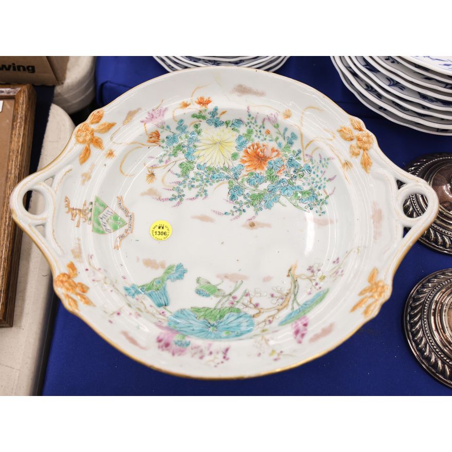 Antique Japanese Porcelain Serving Bowl 13'' - Professional repairs