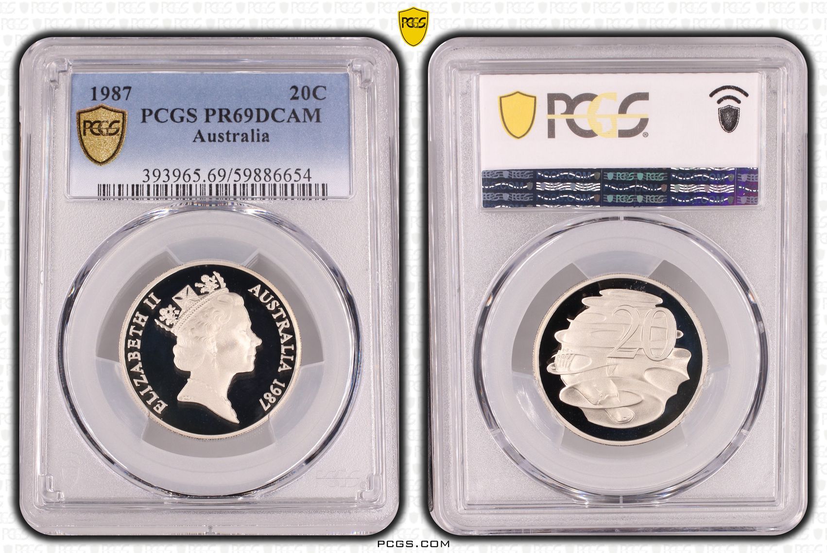 Twenty Cent, 1987, PCGS PR69DCAM