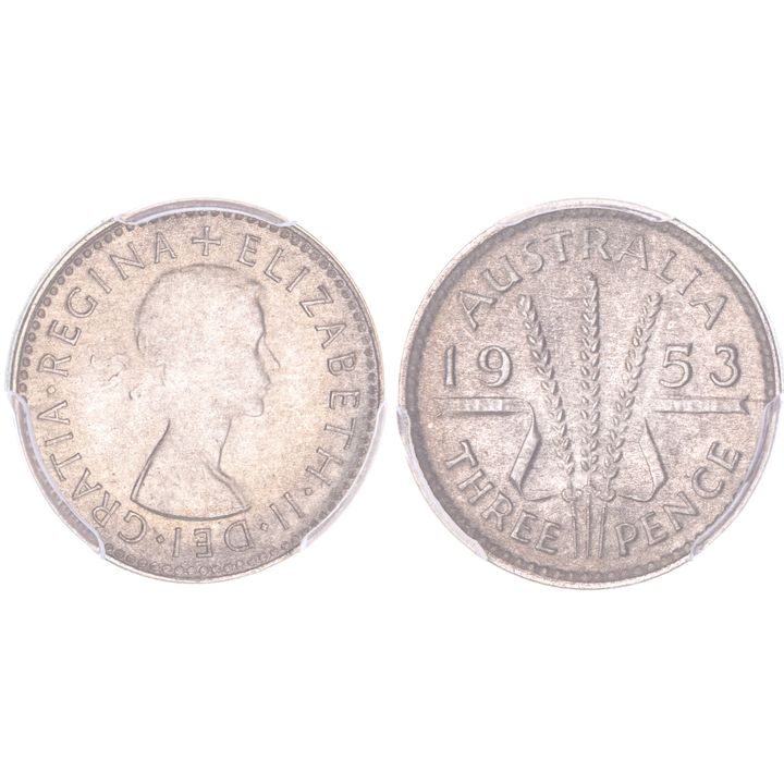 Elizabeth II, Threepence, 1953, PCGS MS 66