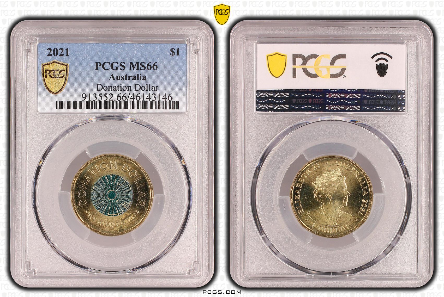 Donation Dollar Colorized, One Dollar, 2021, PCGS MS66