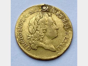1715 GEORGE I GOLD GUINEA (PLUGGED/ EX-MOUNT)
