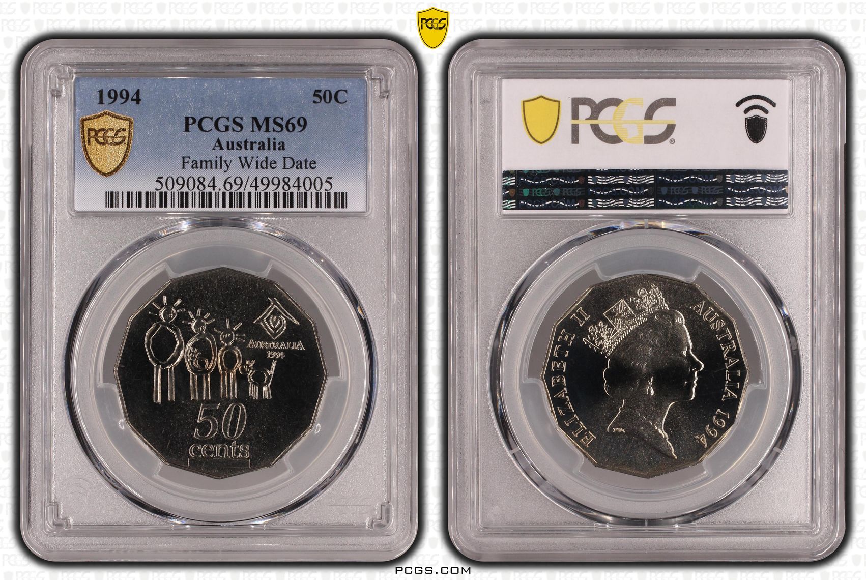 Family Wide Date, Fifty Cent, 1994, PCGS MS69
