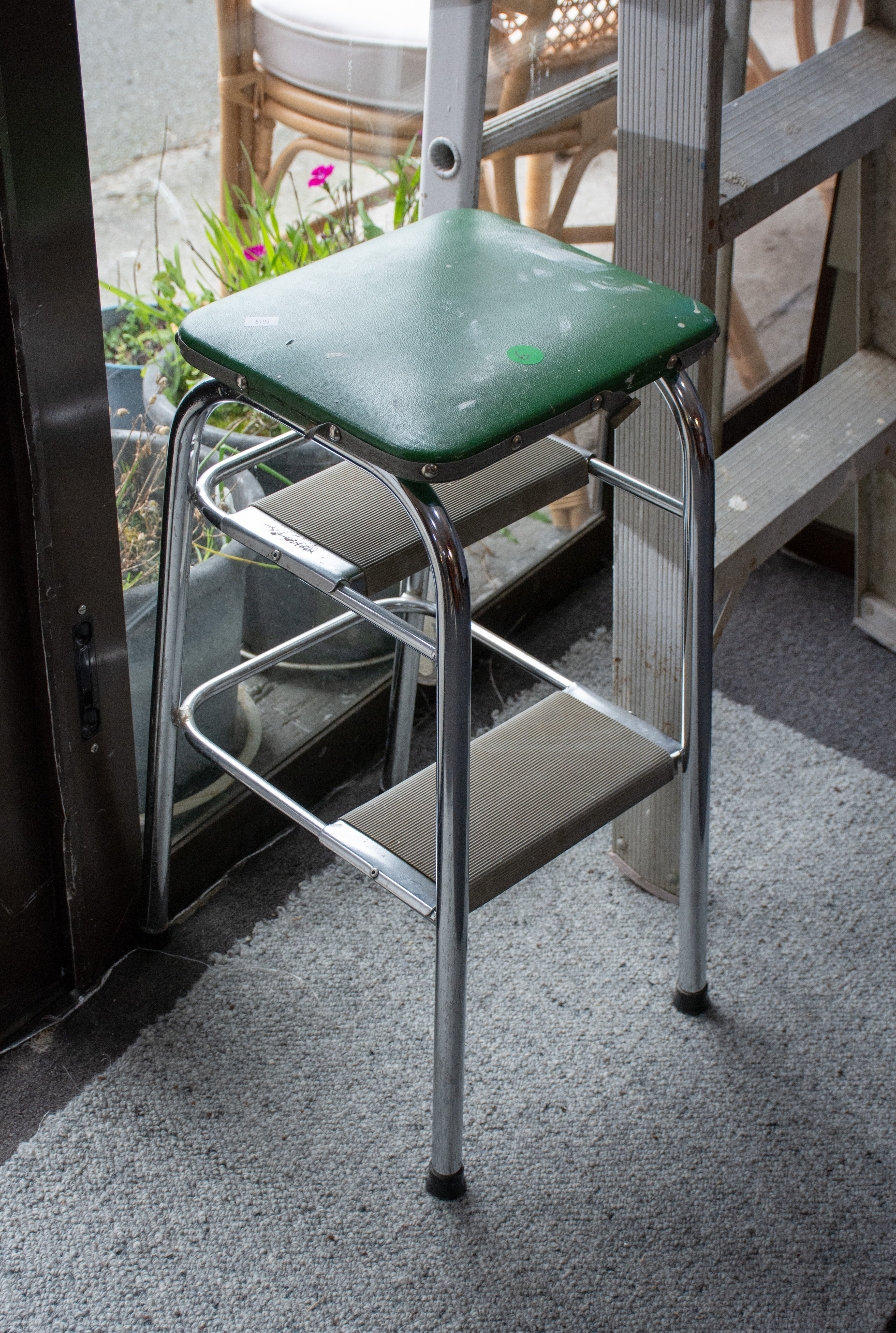 Retro Green Vinyl and Chrome Step Stool — sold at auction in New Zealand for $55