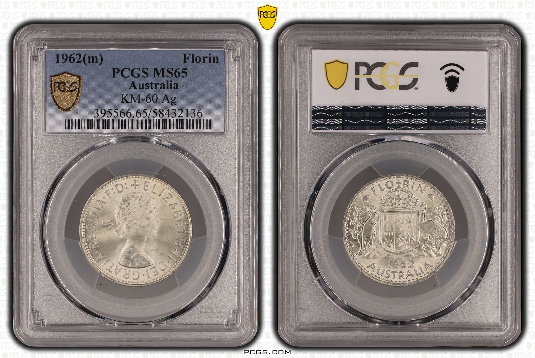 Elizabeth II, Florin, 1962, PCGS MS65