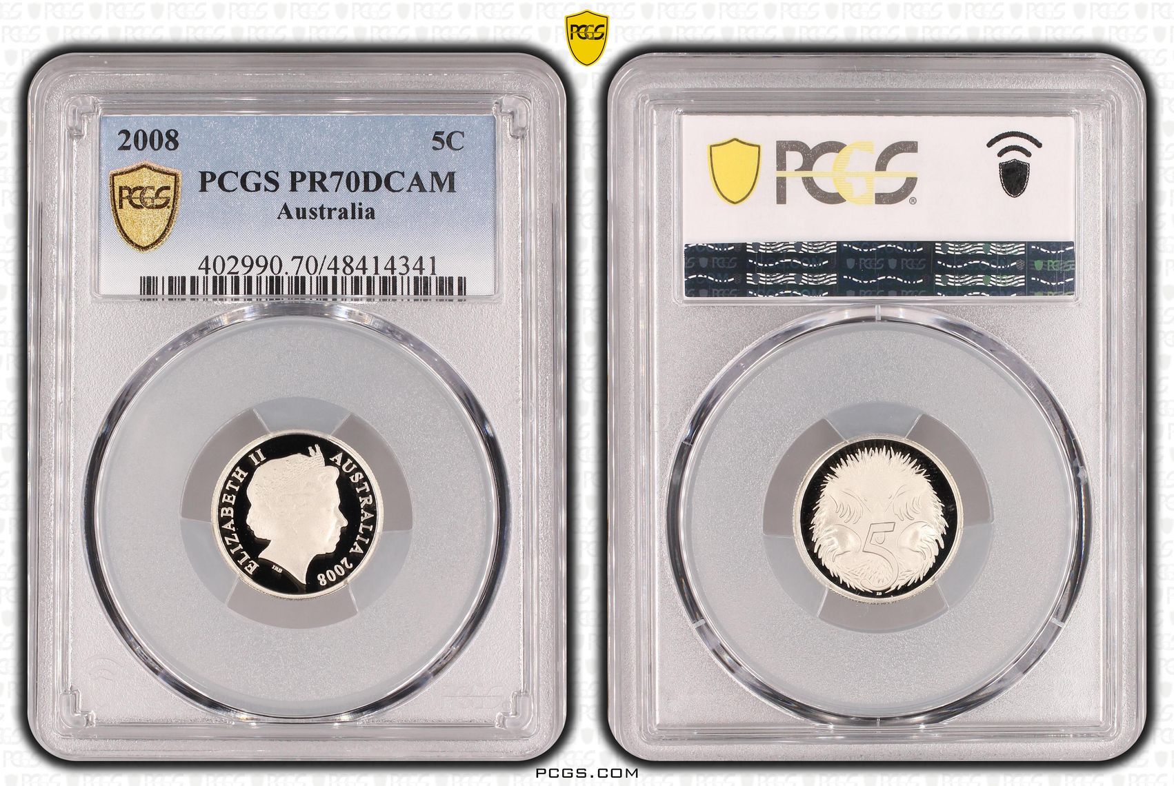 Elizabeth II, Five Cent, 2008, PCGS PR70DCAM
