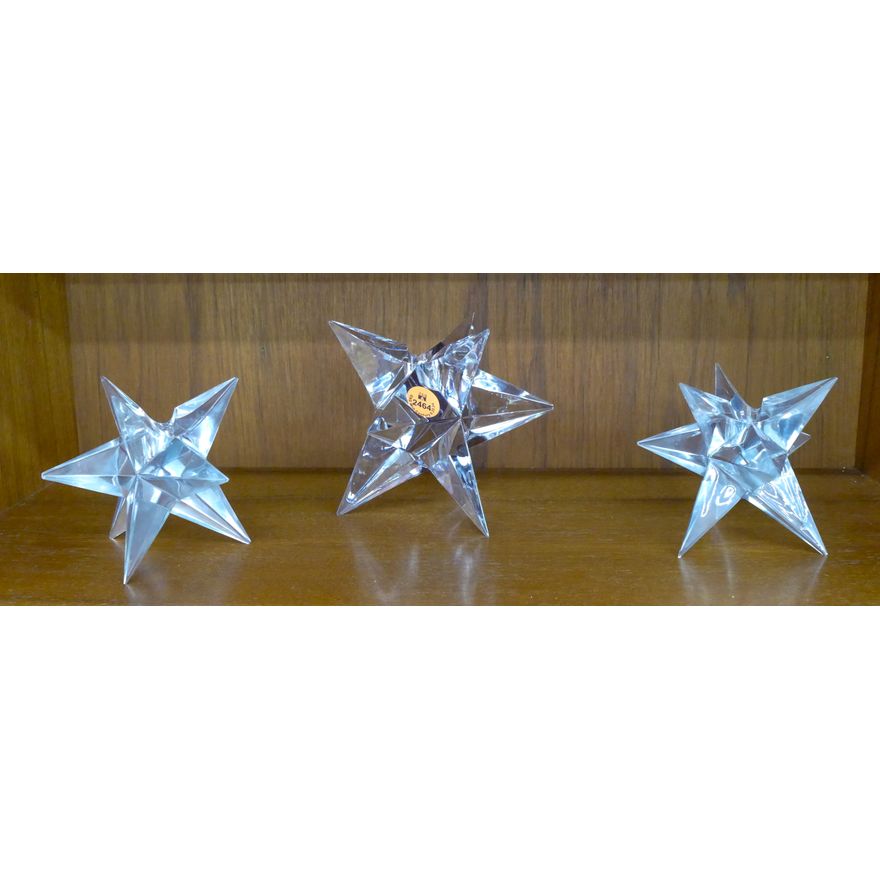 3pc Rosenthal Modern Glass Star Candleholders 3'' to 5''