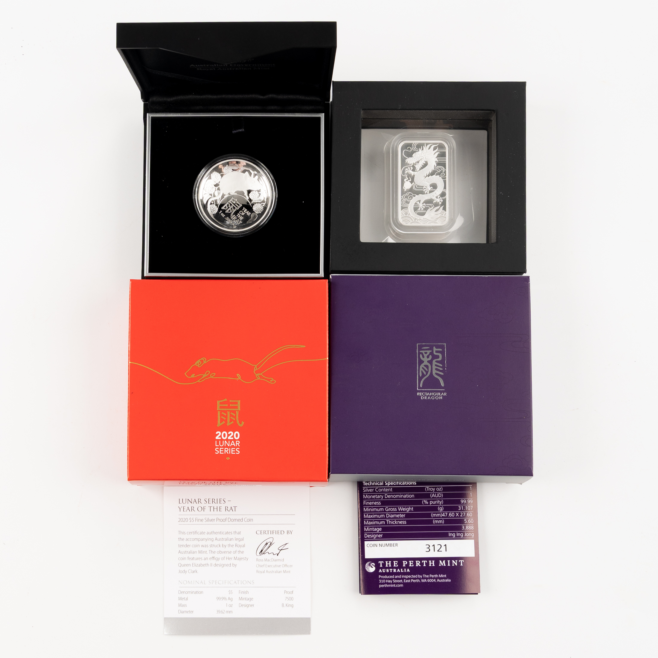 Elizabeth II, RAM &amp; Perth Mint, One Dollar - Five Dollars, 2020, FDC