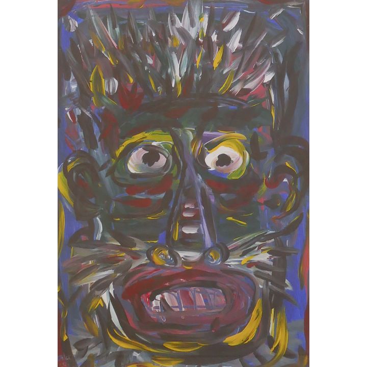 Juan Alonso 'Blue' 1989 Oil Painting Framed- 36x27''