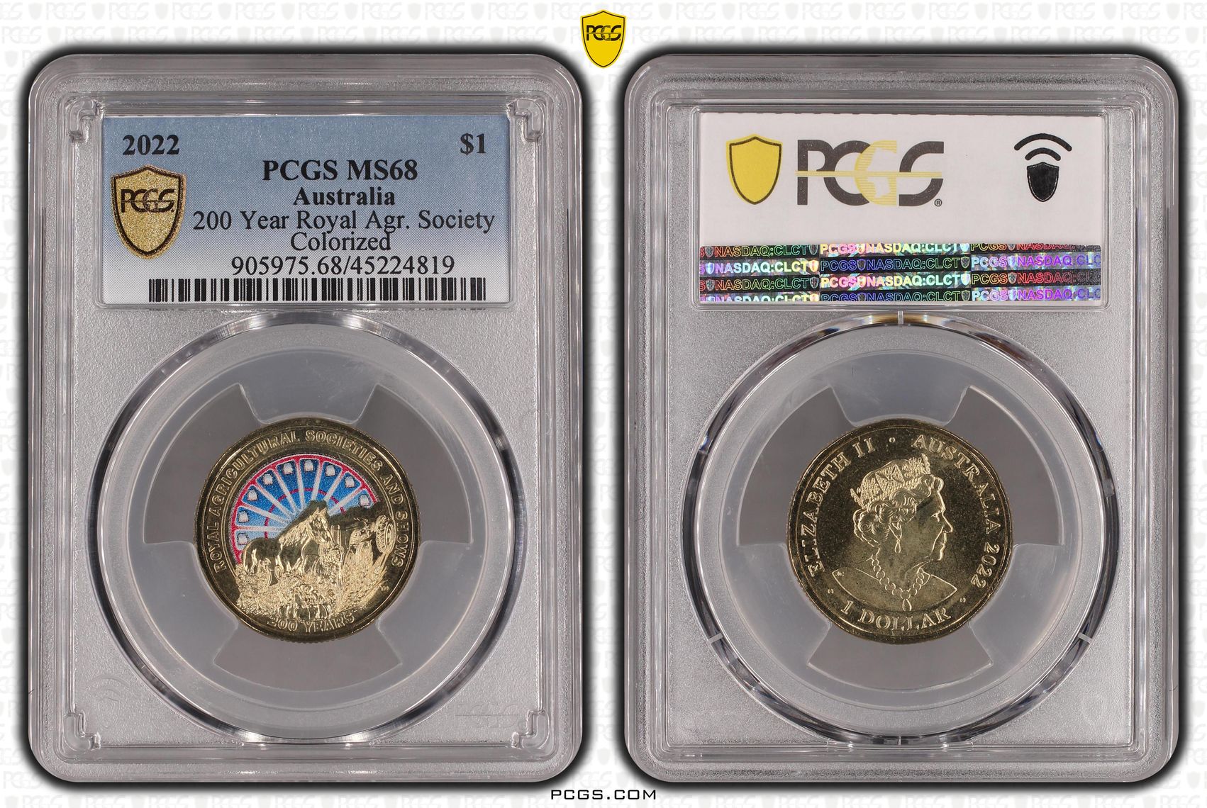 200 Year Royal Agr. Society, One Dollar, 2022, PCGS MS 68