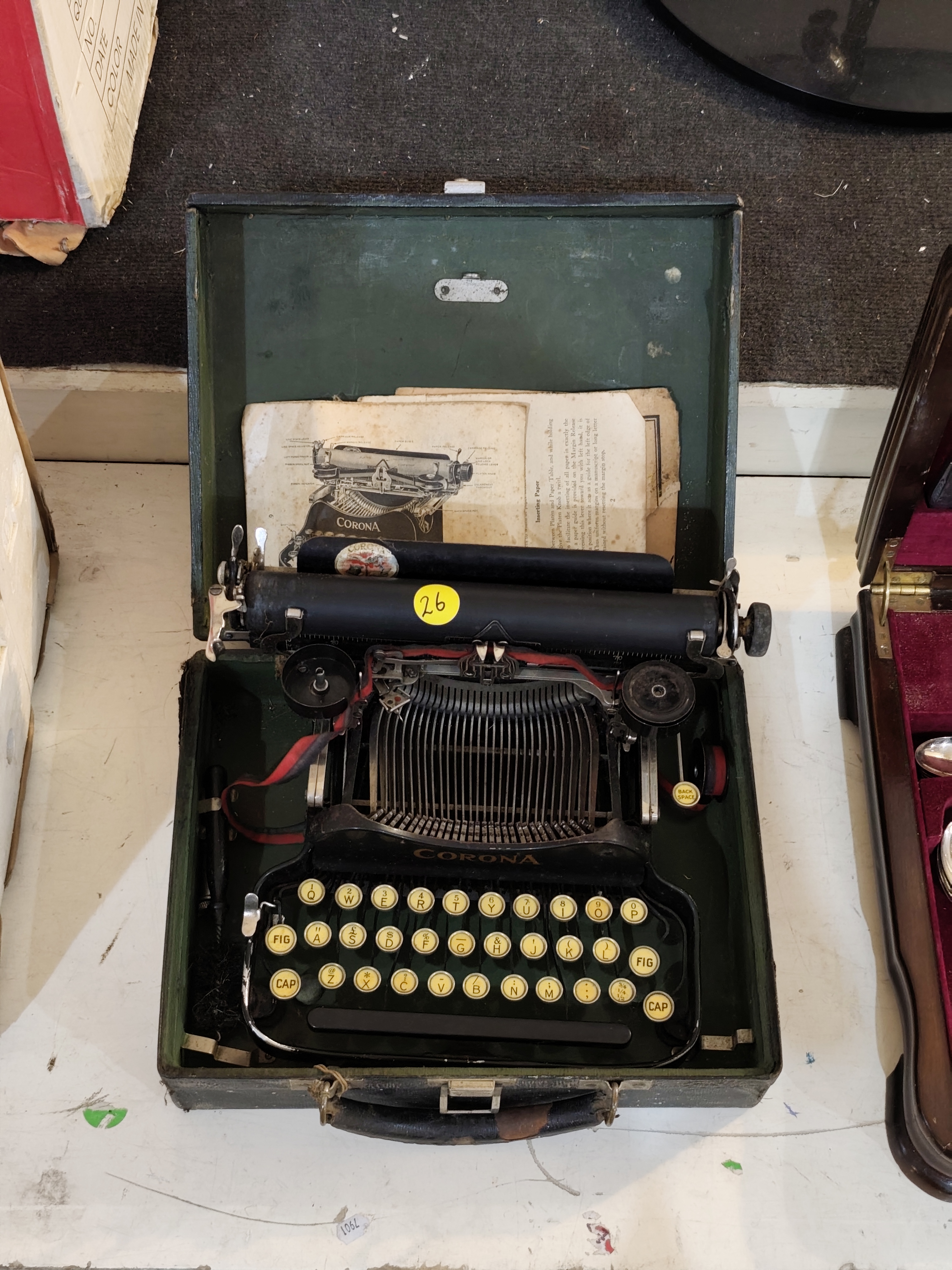 Antique Corona Typewriter in Case — sold at auction in New Zealand for $95