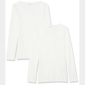 AMAZON ESSENTIALS HAUT MANCHES LONGUES ET COL EN V, EFFET SUPERPOS , EN MAILLE C TEL E, COUPE AJUST E (GRANDES TAILLES DISPONIBLES