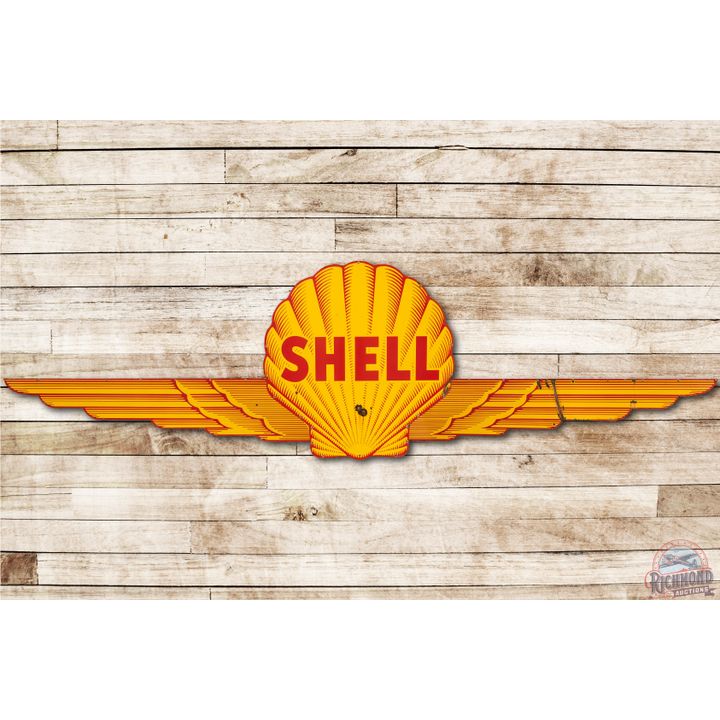 18' Shell Aviation Single Sided Porcelain Sign & Wings