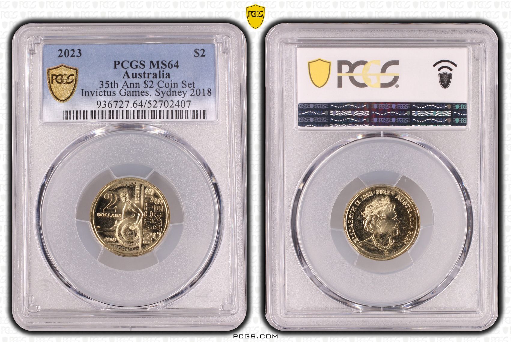 35th Ann $2 Coin Set Invictus Games, Sydney 2018, Two Dollar, 2023, PCGS MS64