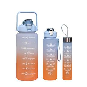 Pastel Nesting Ombre Motivational Water Bottles 3 Piece Blue and Orange |