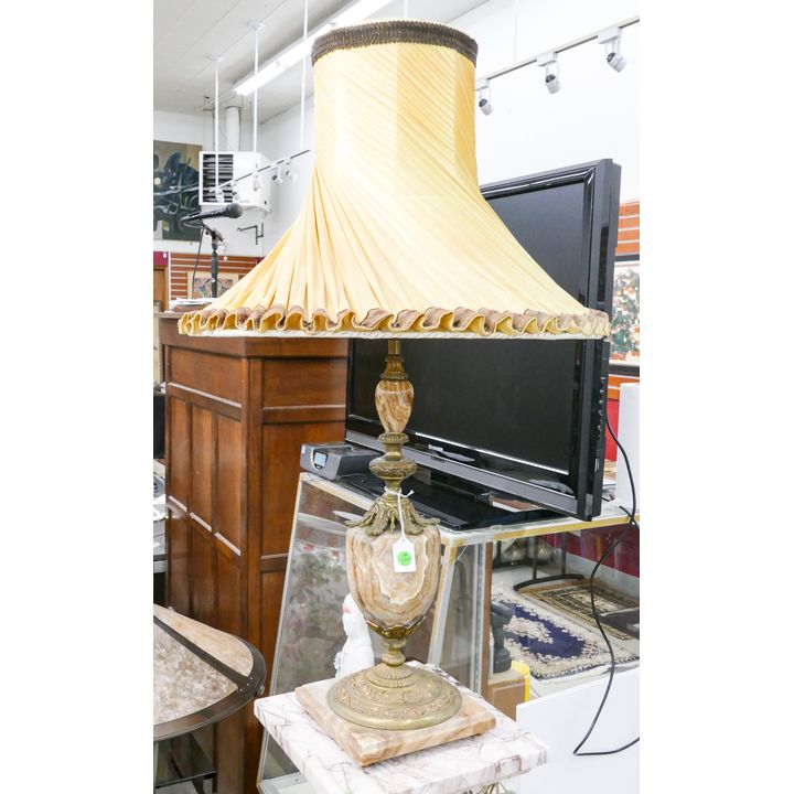 Antique French Ormolu Mounted Marble Table Lamp 37''