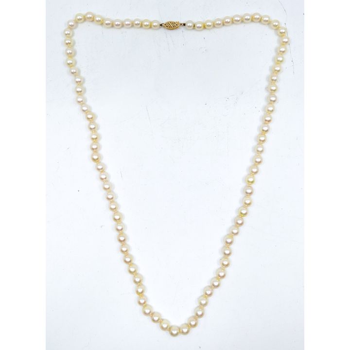 Ladies 14k Real Pearl 7mm Necklace 22''