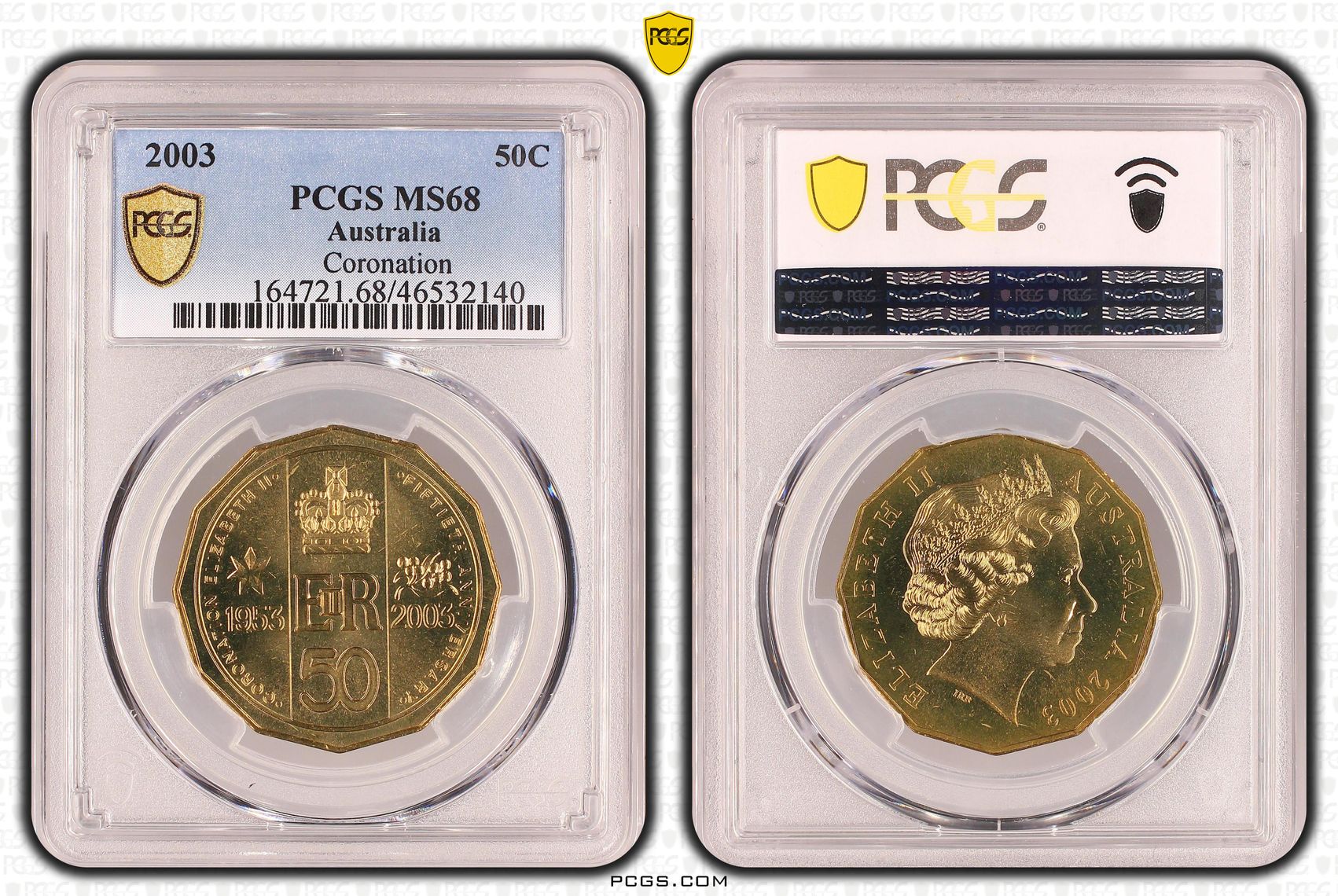 Elizabeth II, Coronation, Fifty Cent, 2003, PCGS MS 68
