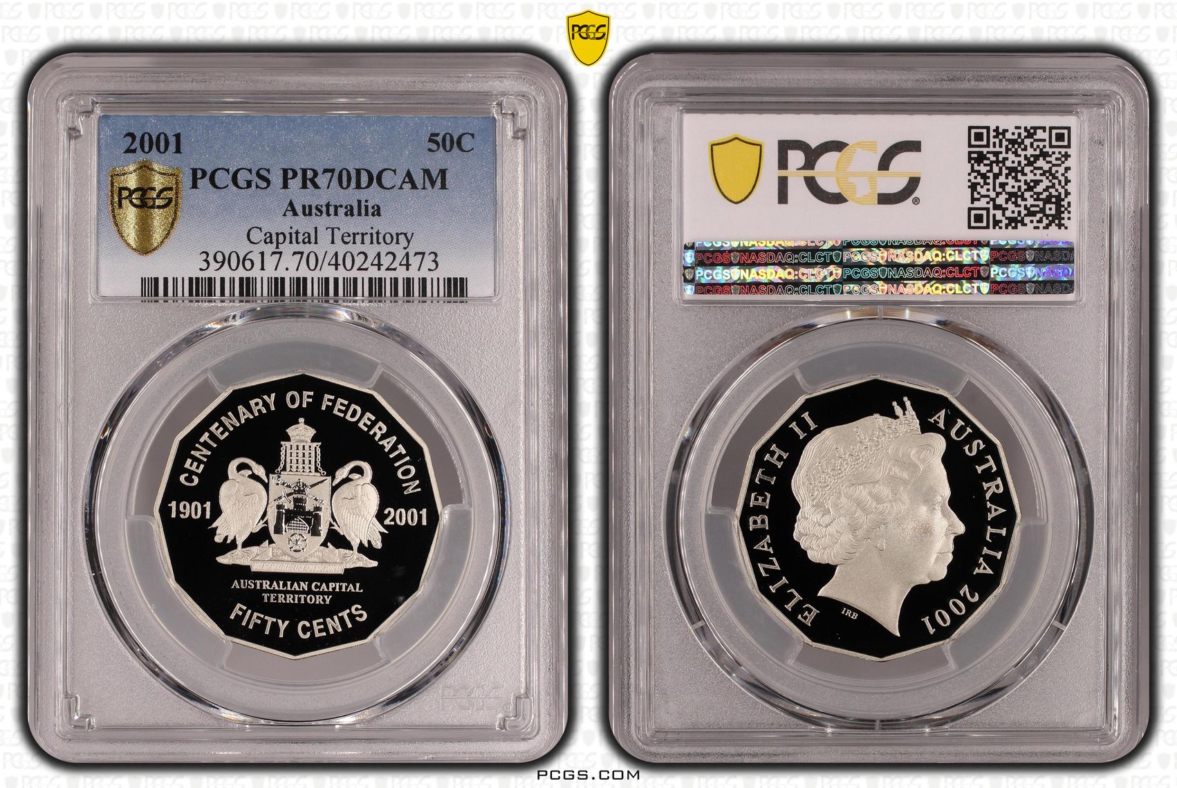 289 · 2001 Australia Fifty Cent, 50c Proof Capital Territory PCGS - PR70DCAM POP 44/0 -473