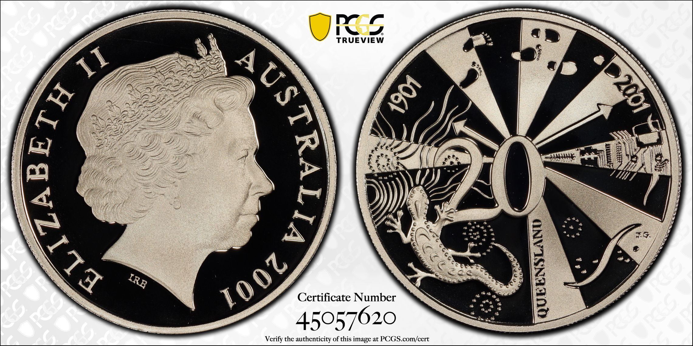 2001 Australian Twenty Cent, 20c Proof Queensland PCGS - PR70DCAM POP 58/0 -620