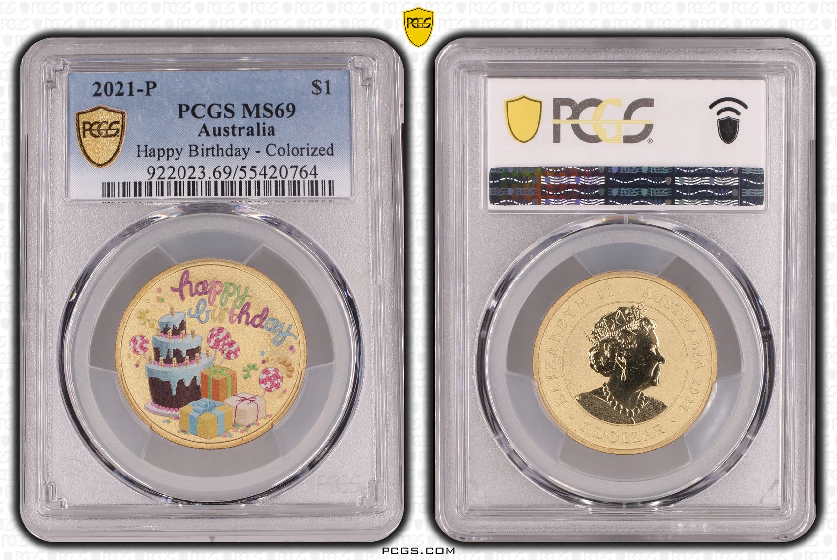 Happy Birthday - Colorized, POP 8/0, One Dollar, 2021-P, PCGS MS69