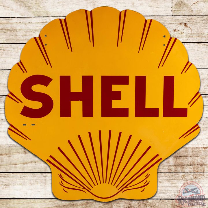 1935 Shell Gasoline 48" DS Porcelain Service Station Sign