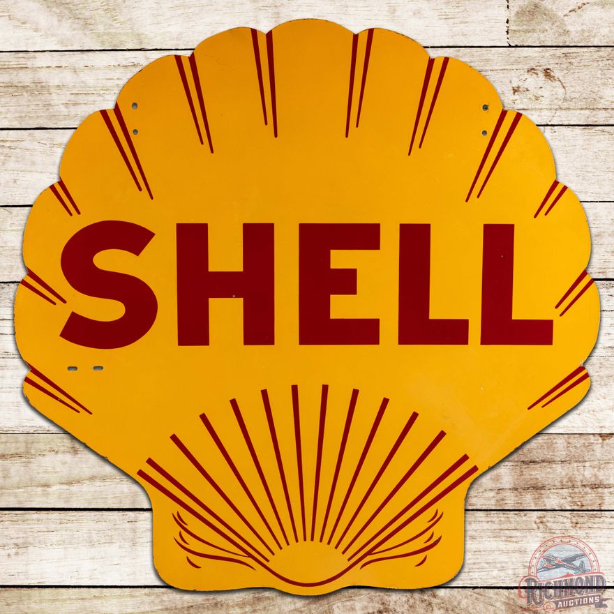 1935 Shell Gasoline 48" DS Porcelain Service Station Sign