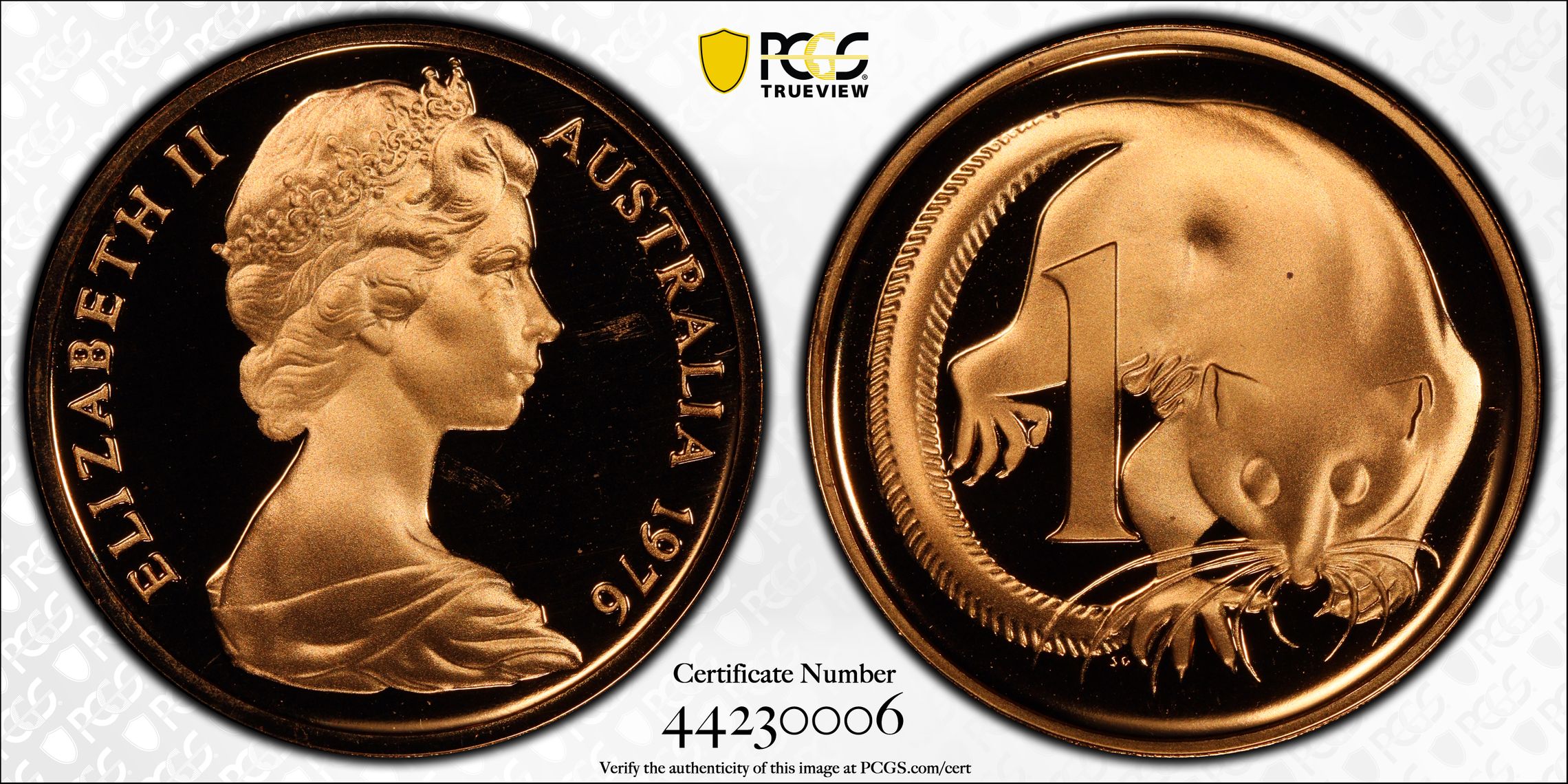 One Cent, 1976, Pcgs Pr68dcam